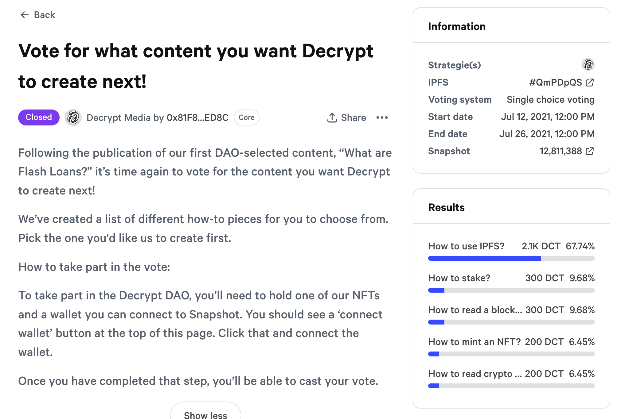 Decrypt content proposal
